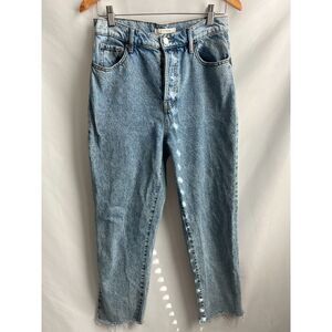 Pacsun High Rise Straight Light Wash Jeans Vintage Retro Sze 28 Rigid Button Fly